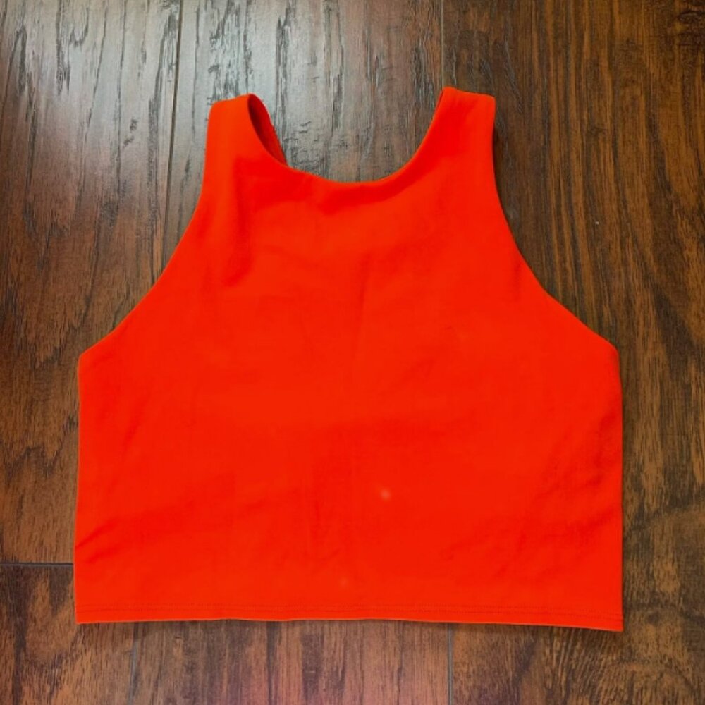 ATHLETA Conscious Crop Bra Tank Powervita Buttery Soft Orange Gym Size Small